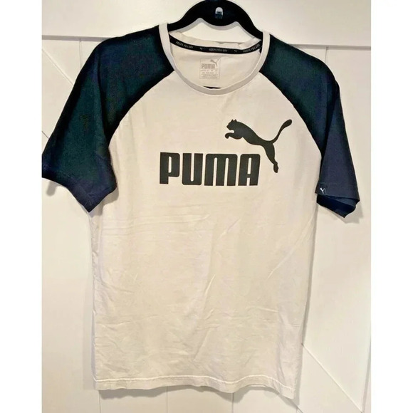Puma Size Medium Unisex Baseball T Shirt. White Black Crew Neck - Picture 1 of 4